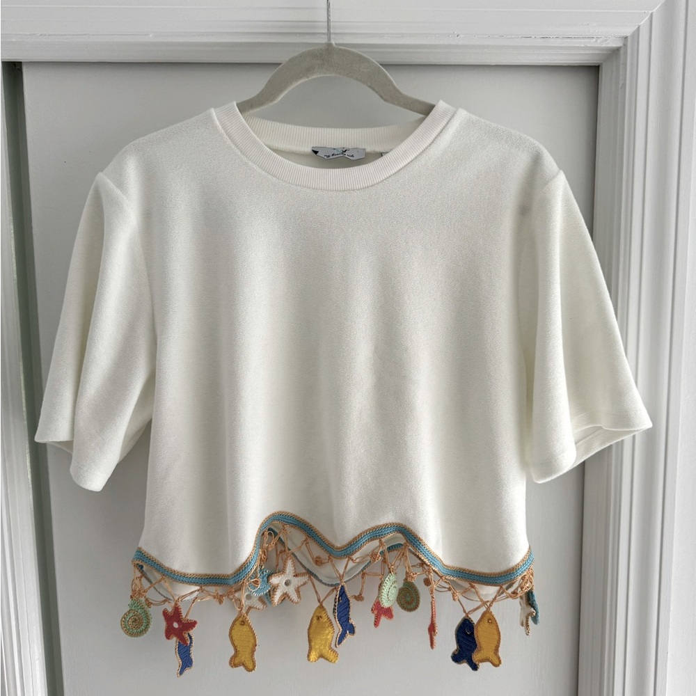 My beachy side Terry white crop top